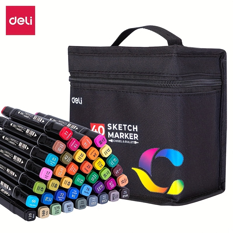 Deli 80 Colors Professional Sketch Marker Pen Double Head Art Oily