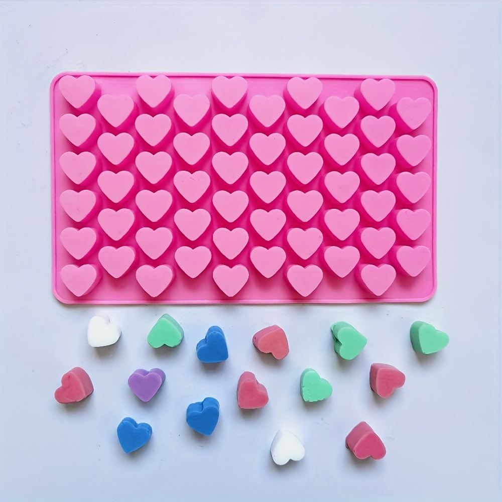 1pc 55 Mini Heart Shapes Silicone Soap Crayon Ice Cube Candy Decoration  Chocolate Mold, Reusable Cake Mold