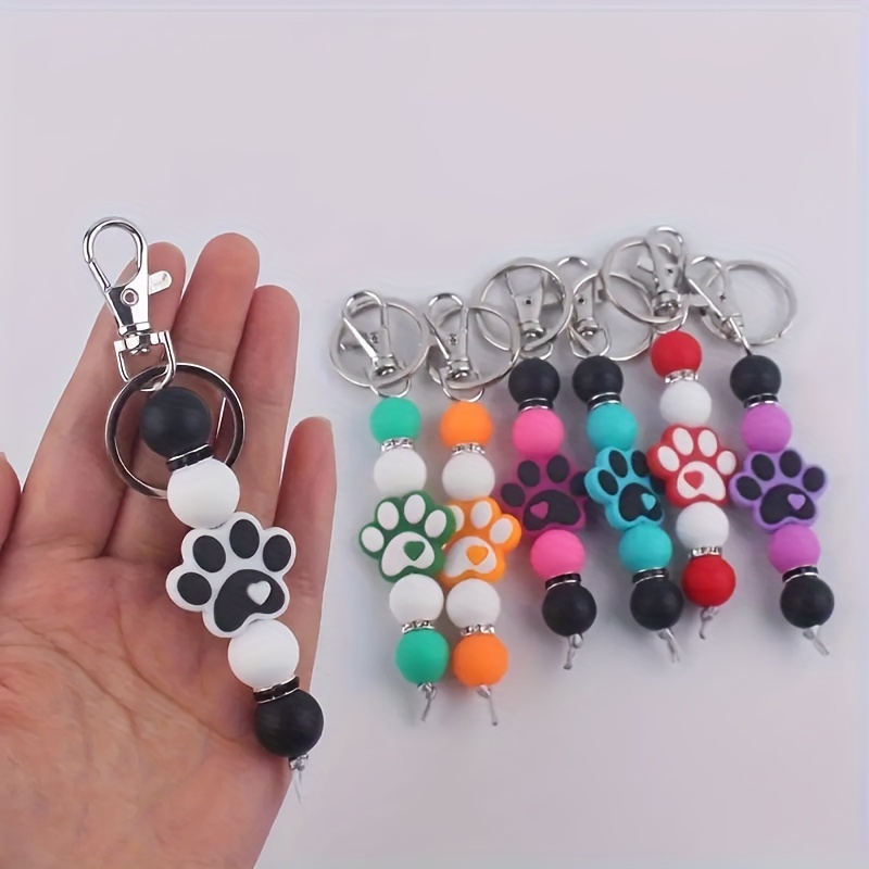 Glitter Dog Paw Dog Tag Keychain Cute Metal Key Chain Ring - Temu