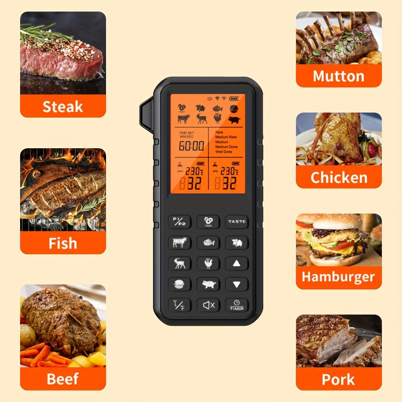 Smart Wireless Meat Thermometer With 2 Probes, Wireless Range