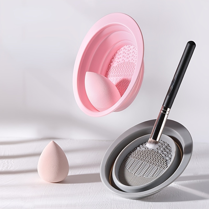 Makeup Brush Cleaning Pad Silicone Foldable Cleaning Bowl - Temu