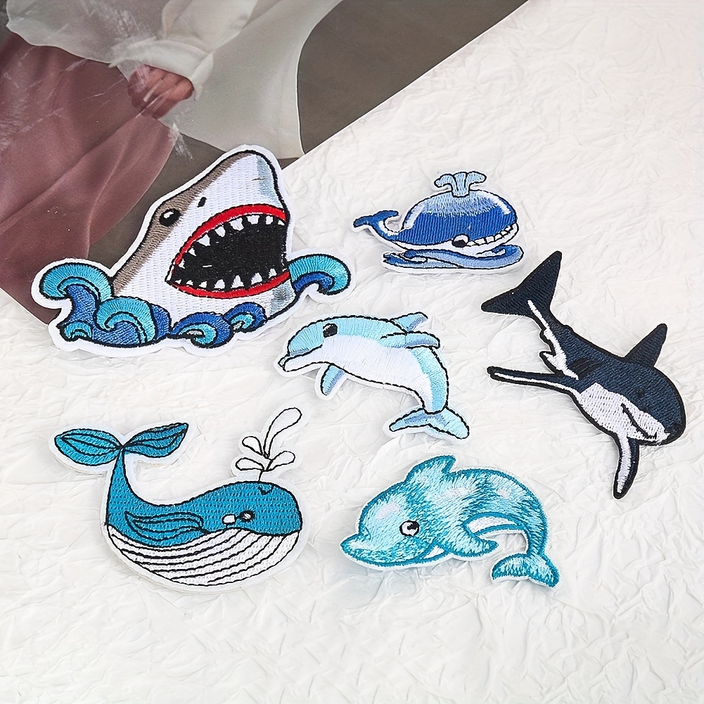 Cartoon Sea Animals Dolphin Shark Patches Embroidery - Temu