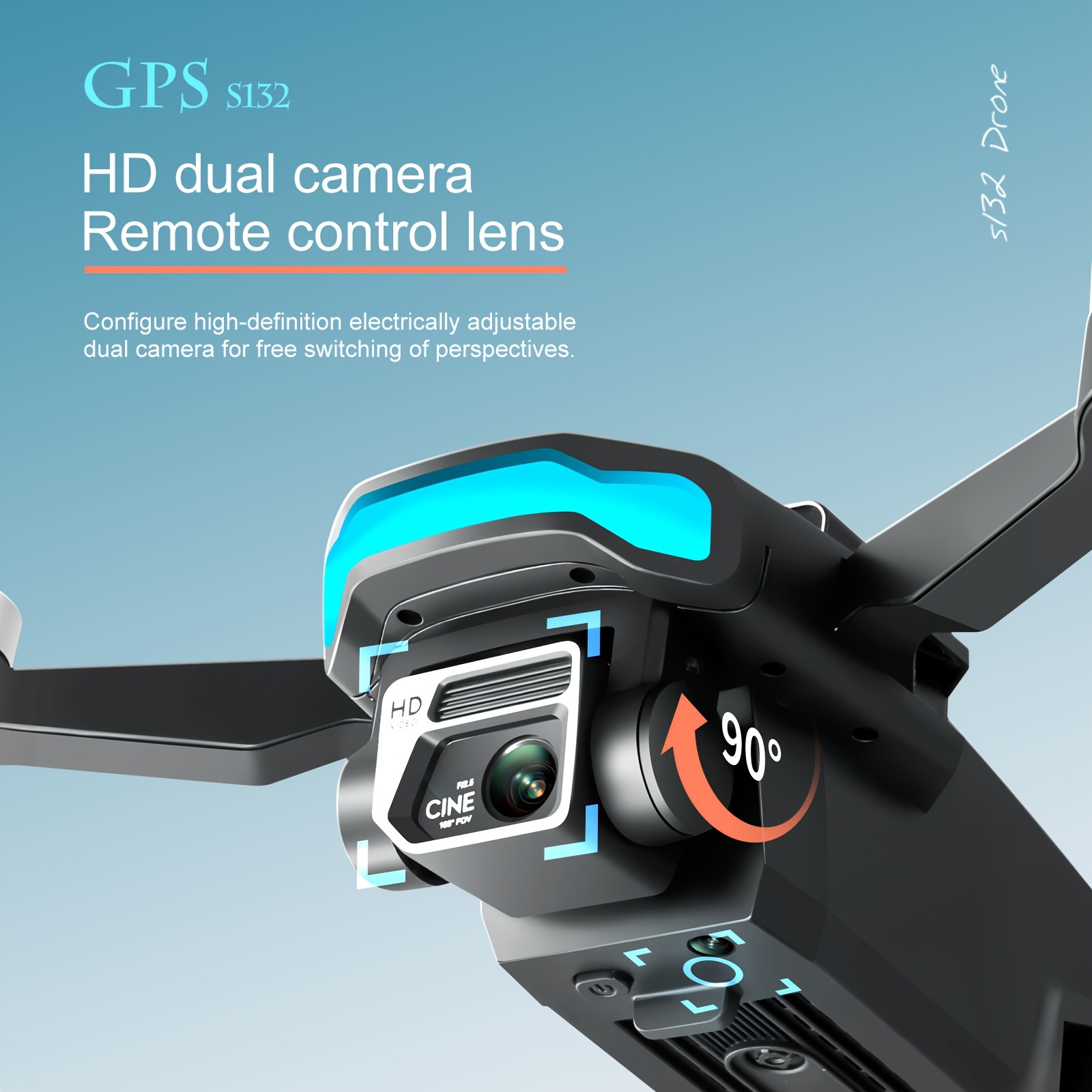 s132 drone hd camera gps global positioning optical flow fixed point hovering four sided infrared obstacle avoidance 90 electrically adjustable lens folding professional aerial photography uav details 6