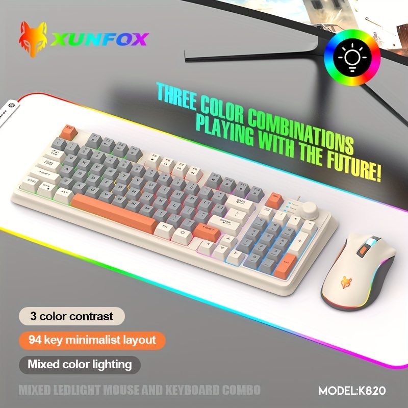 Clavier Gaming + Souris + tapis de souris LED Rétro-éclairage couleurs USB  Blanc