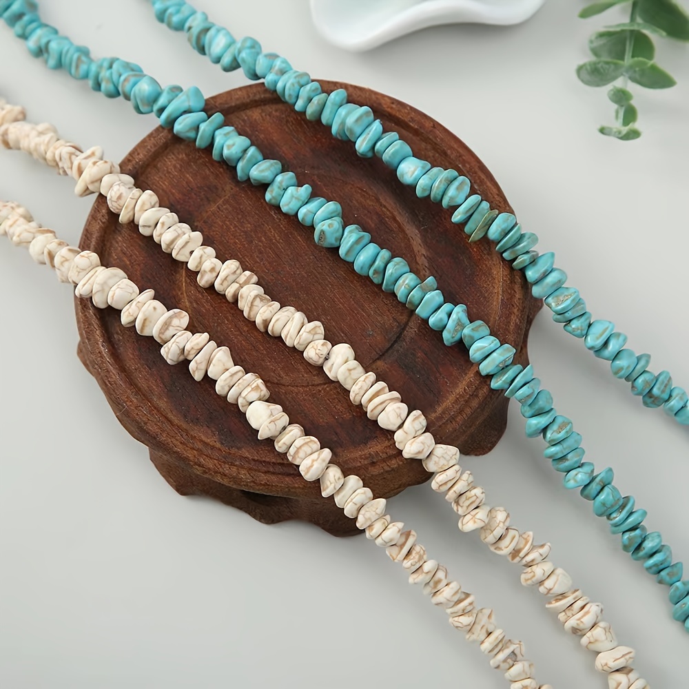 Turquoise Nugget Beaded Necklace Irregular Shape Stones 