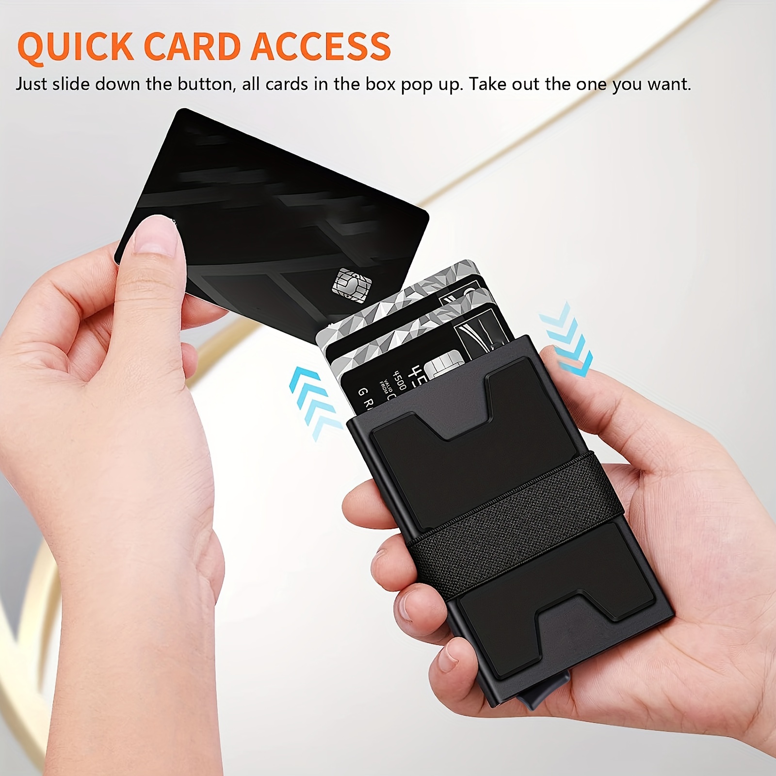 Aluminum Wallet With Elasticity Back Pouch Credit Card Holder Rfid Mini  Slim Wallet Automatic Pop Up Credit Card Case, Free Shipping On Items  Shipped From Temu