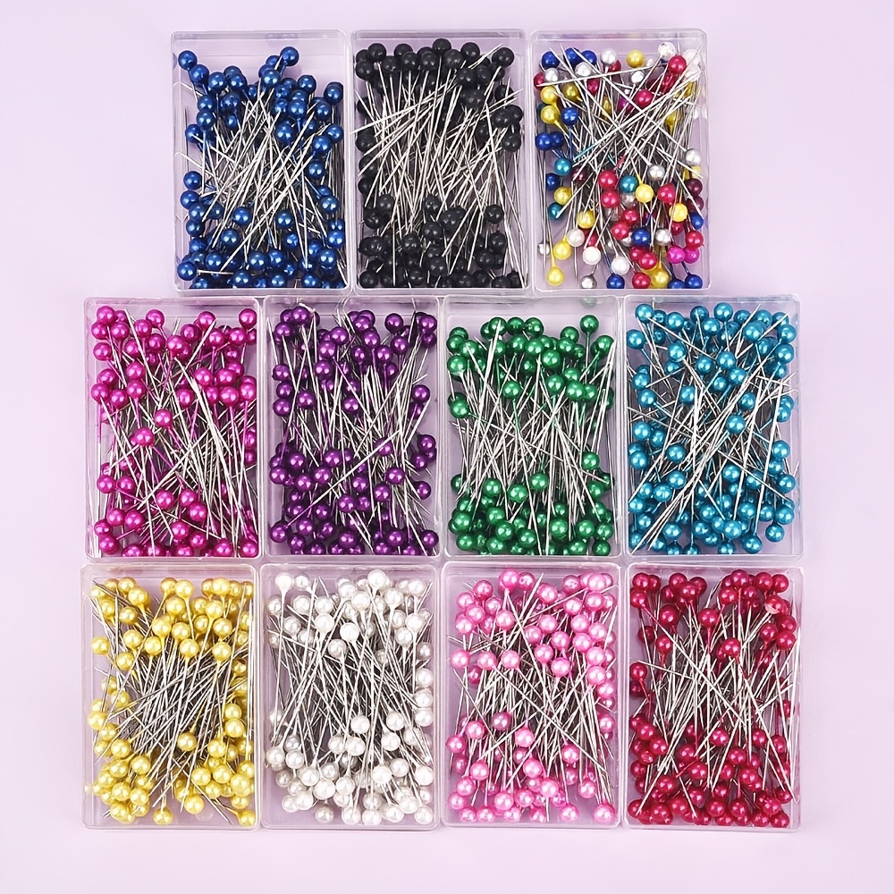 25pcs Round Pearl Beads Pins Mixed Color Plastic Ball Head Pin For Sewing  Bead Pin With Bead Cap Sewing Tool