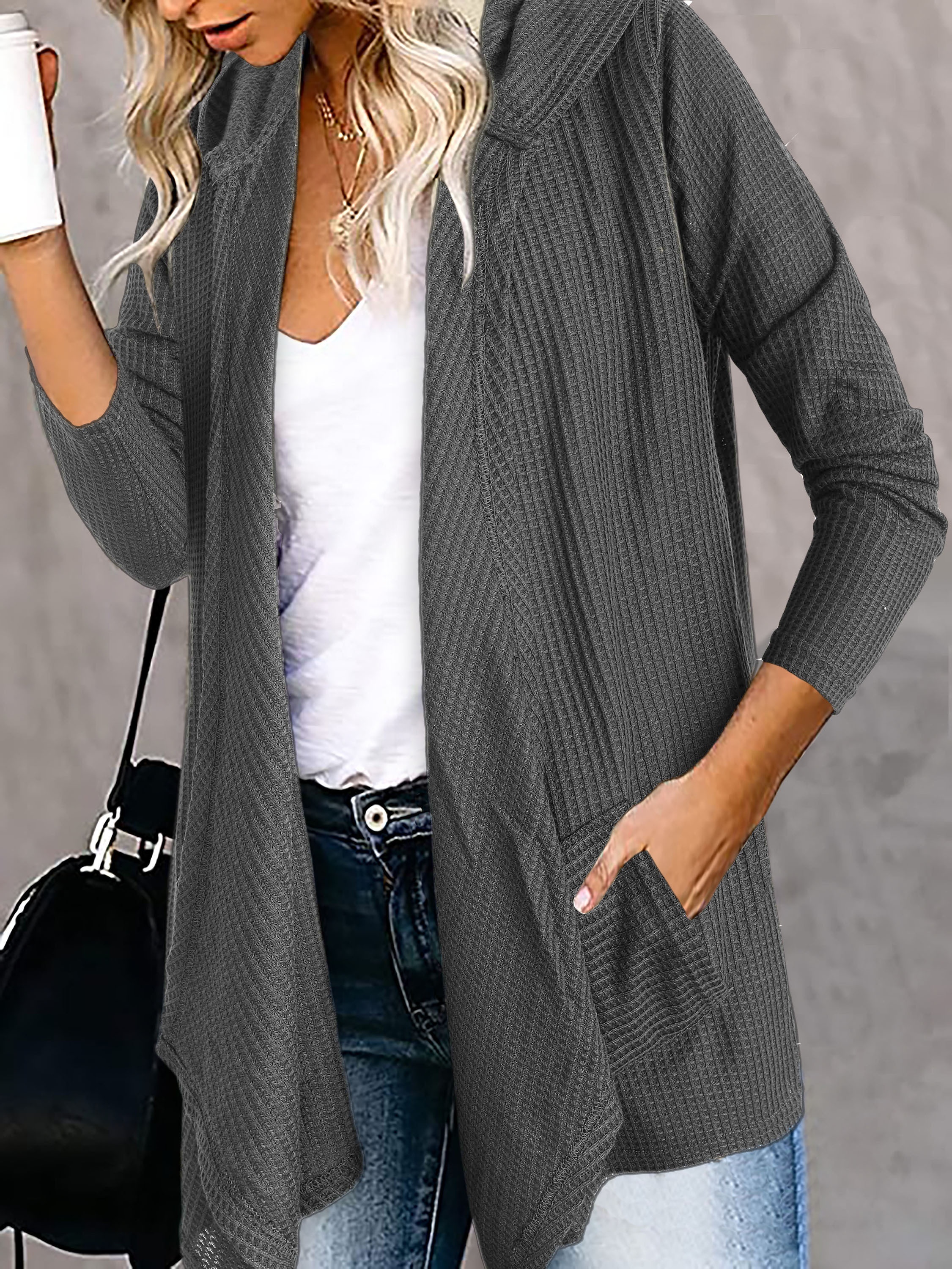 Hooded hot sale waterfall cardigan