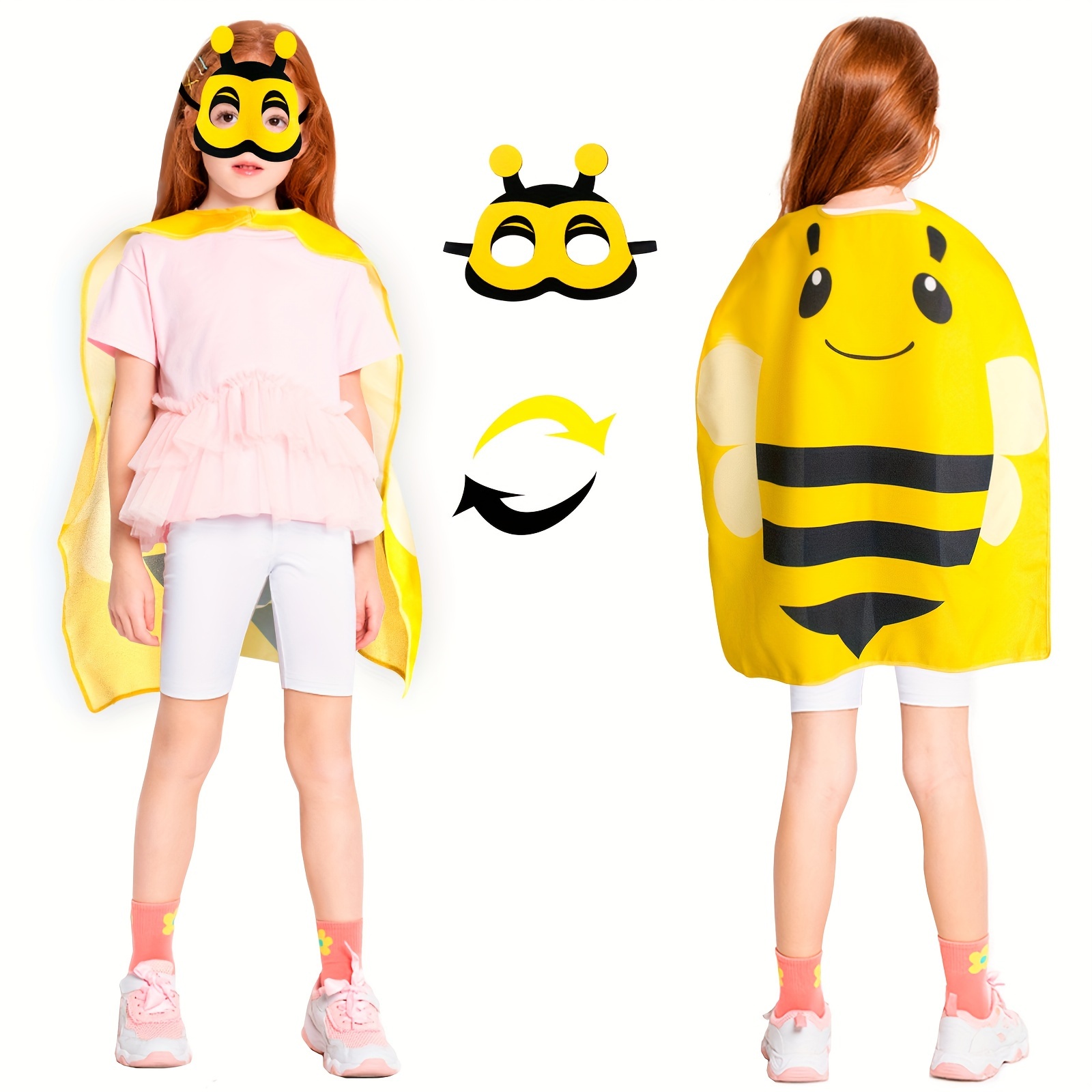 iROLEWIN Boys-Bee-Costume for Toddler Kids Ladybug-Costume for Girls  Halloween Dress-up Cape Mask and Headband Party Favors
