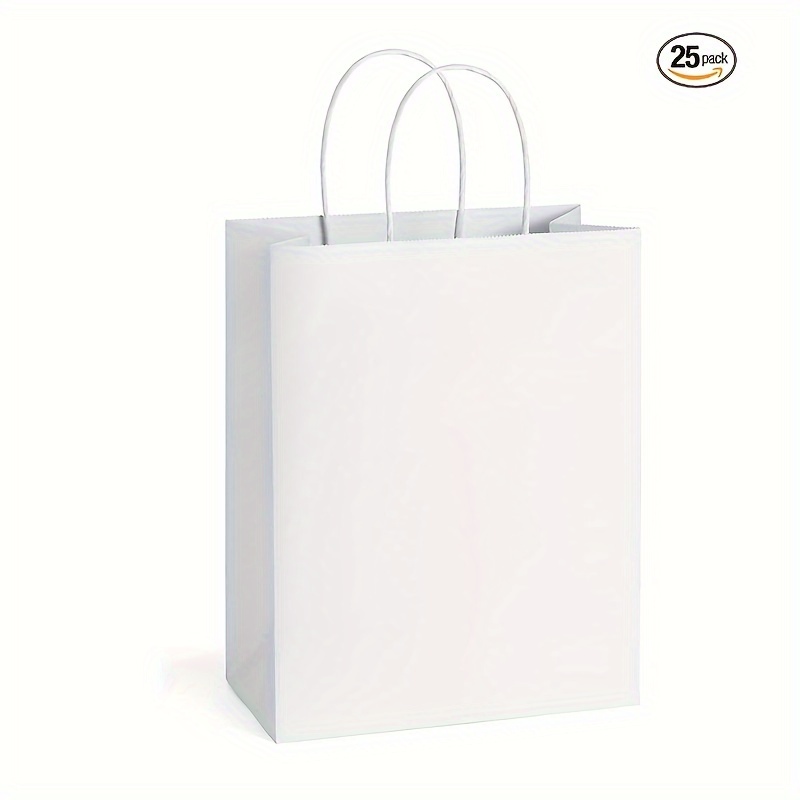 50pcs, Brown Small Plain Natural Paper Gift Bags 15*8*21cm/5.9*3.14*8.26in  With Handles Bulk, Kraft Bags For Birthday Party Favors Grocery Retail Shop