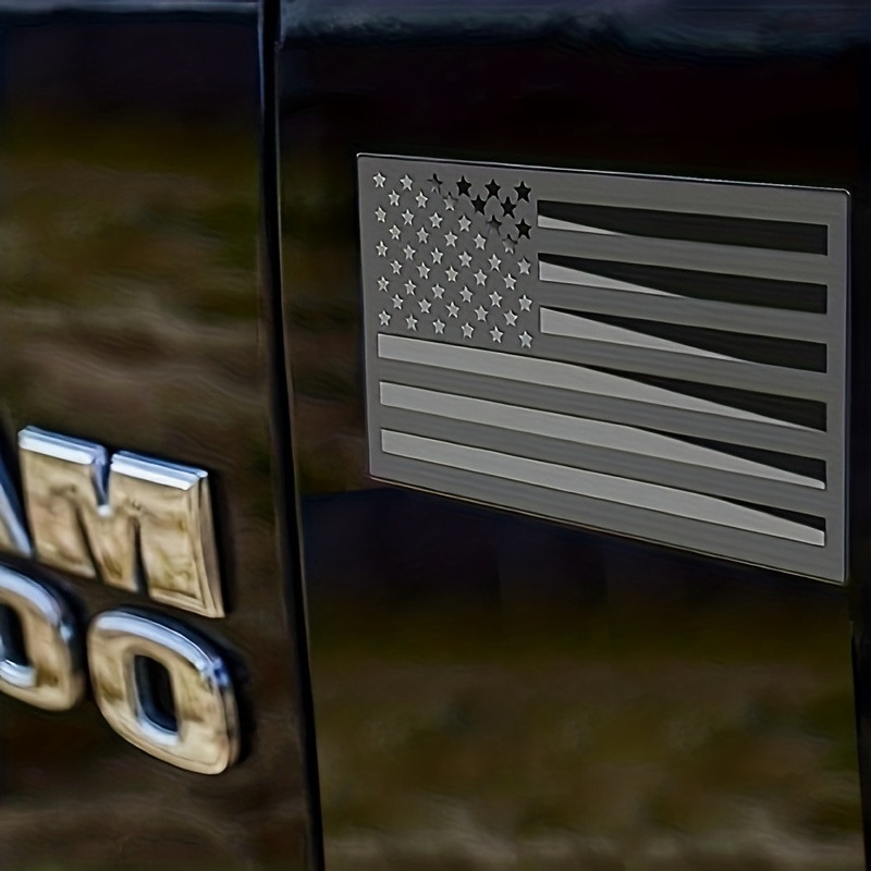 2 個マットブラックアメリカ国旗ステッカーデカール車用 3D 米国アメリカ国旗エンブレムデカールトラック用 12.7 センチメートル × 7.62  センチメートルカットアウト車の窓の装飾