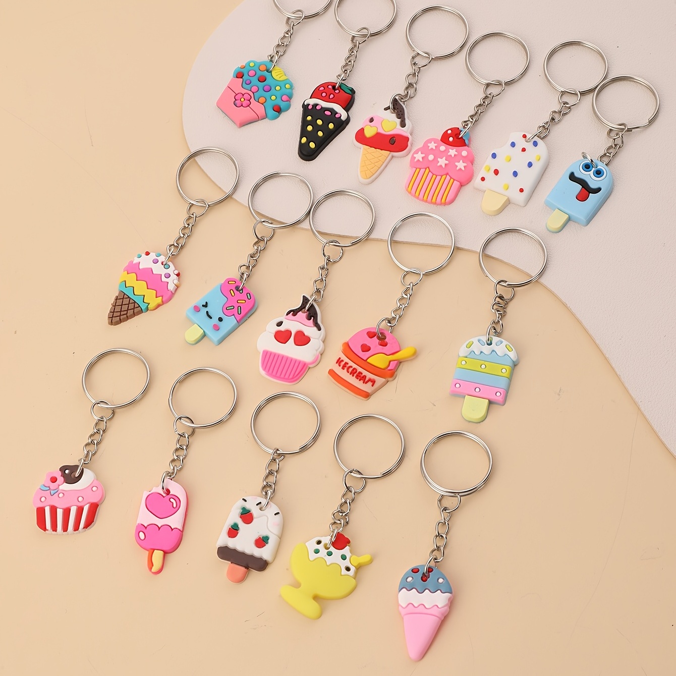 Pvc Ice Cream Keychain, Cute Cartoon Key Rings Party Favor Gift