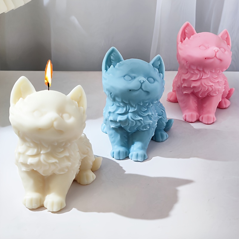 Moldes de silicona para velas de cabeza de gato, moldes de silicona para  velas de gato 3D, molde de jabón de vela de cabeza de gato, moldes de