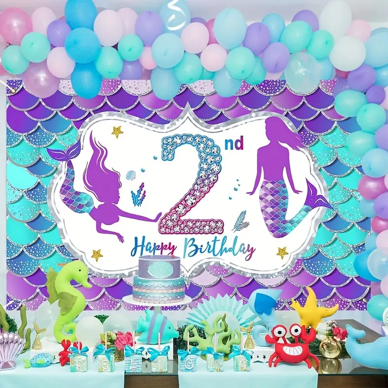 Mermaid Theme Birthday Party Decor Banner 1st 2nd 3rd 4th - Temu