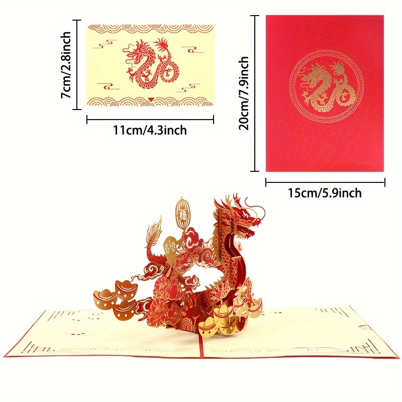 A 3d Pop-up Dragon Birthday Greeting Card, A Handmade Card That Folded For Messages And Wishes