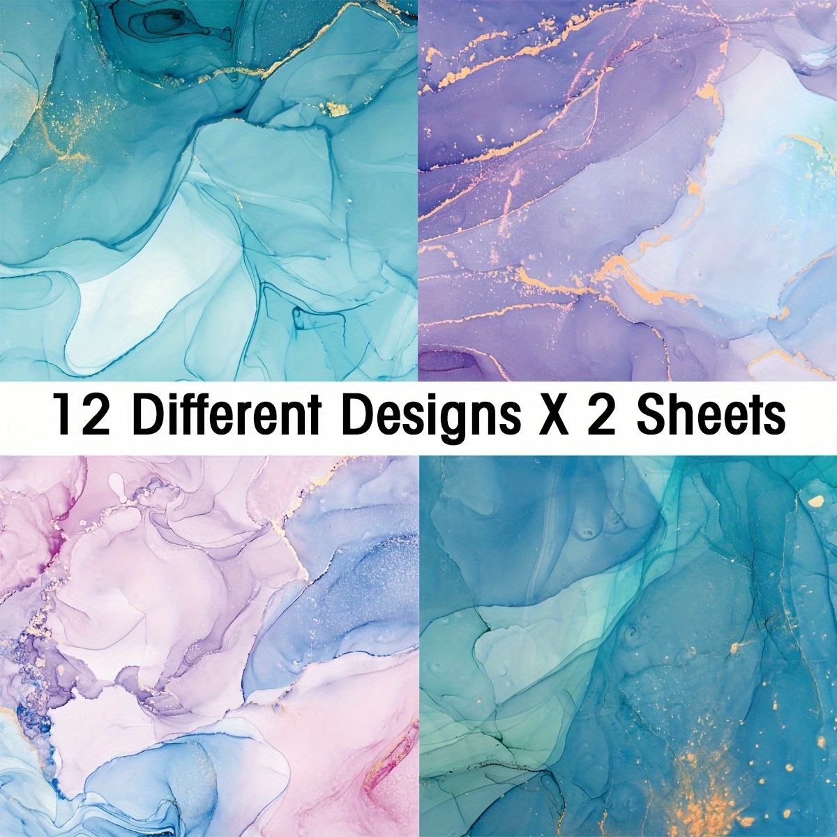 12 Sheets 6X6 Alcohol Ink Paper Mixture Scrapbookking Patterned Journal  Paper Pack Handmade Craft Paper Background Pad Card