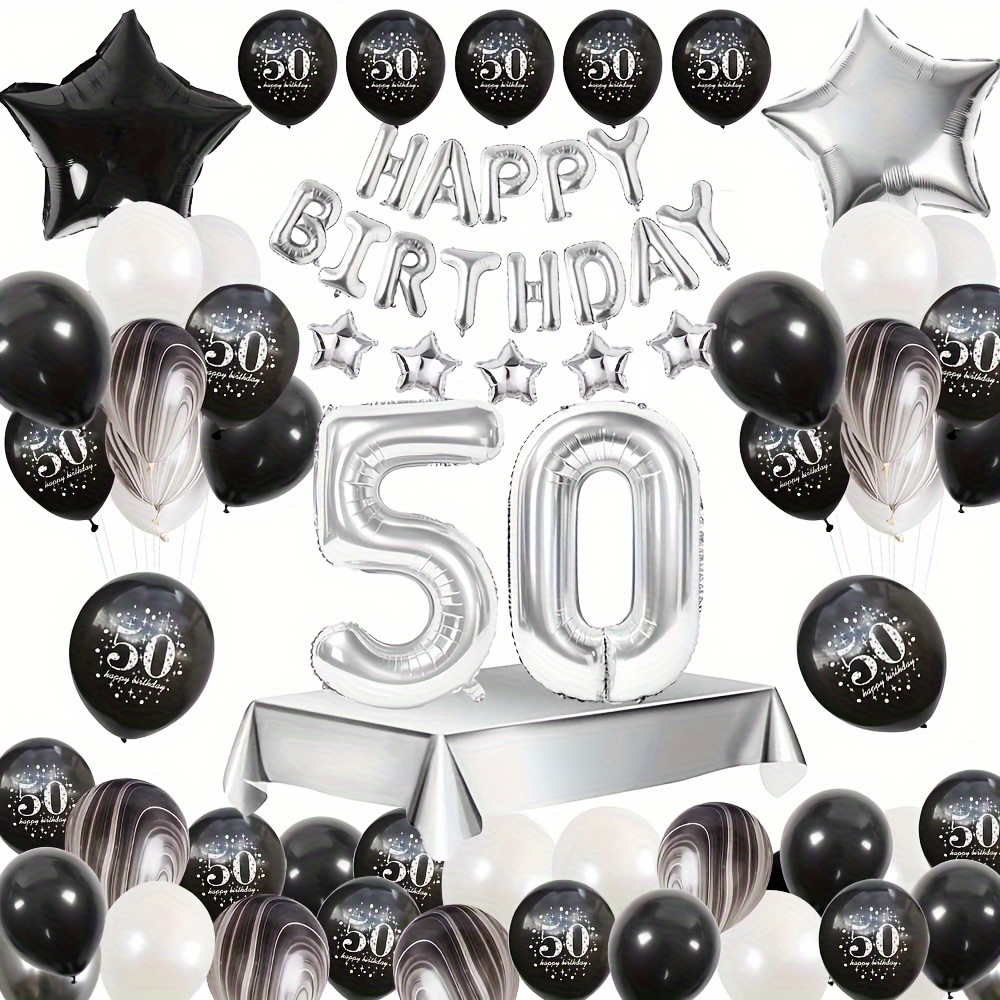 25pcs, Ballons Mélangés Noirs Dorés, Décorations De Fête Du 70e