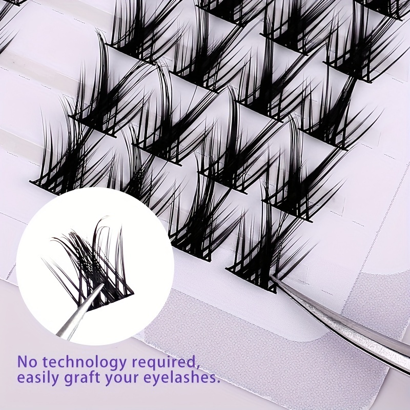 Cat Ear Individual Cluster Lashes Natural Bushy Eyelashes