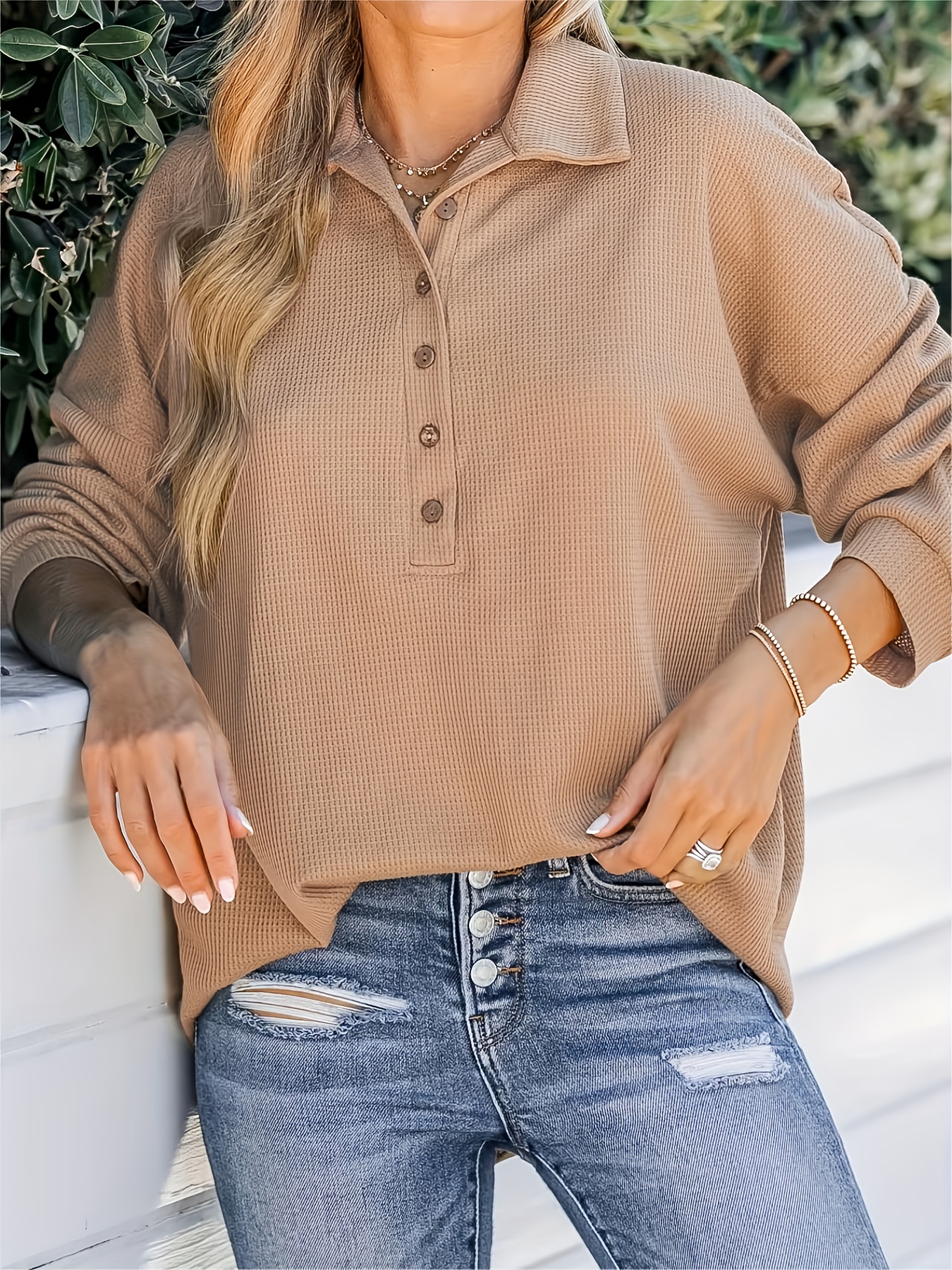 Solid Color Button Front Shirt Casual Long Sleeve Shirt - Temu Canada