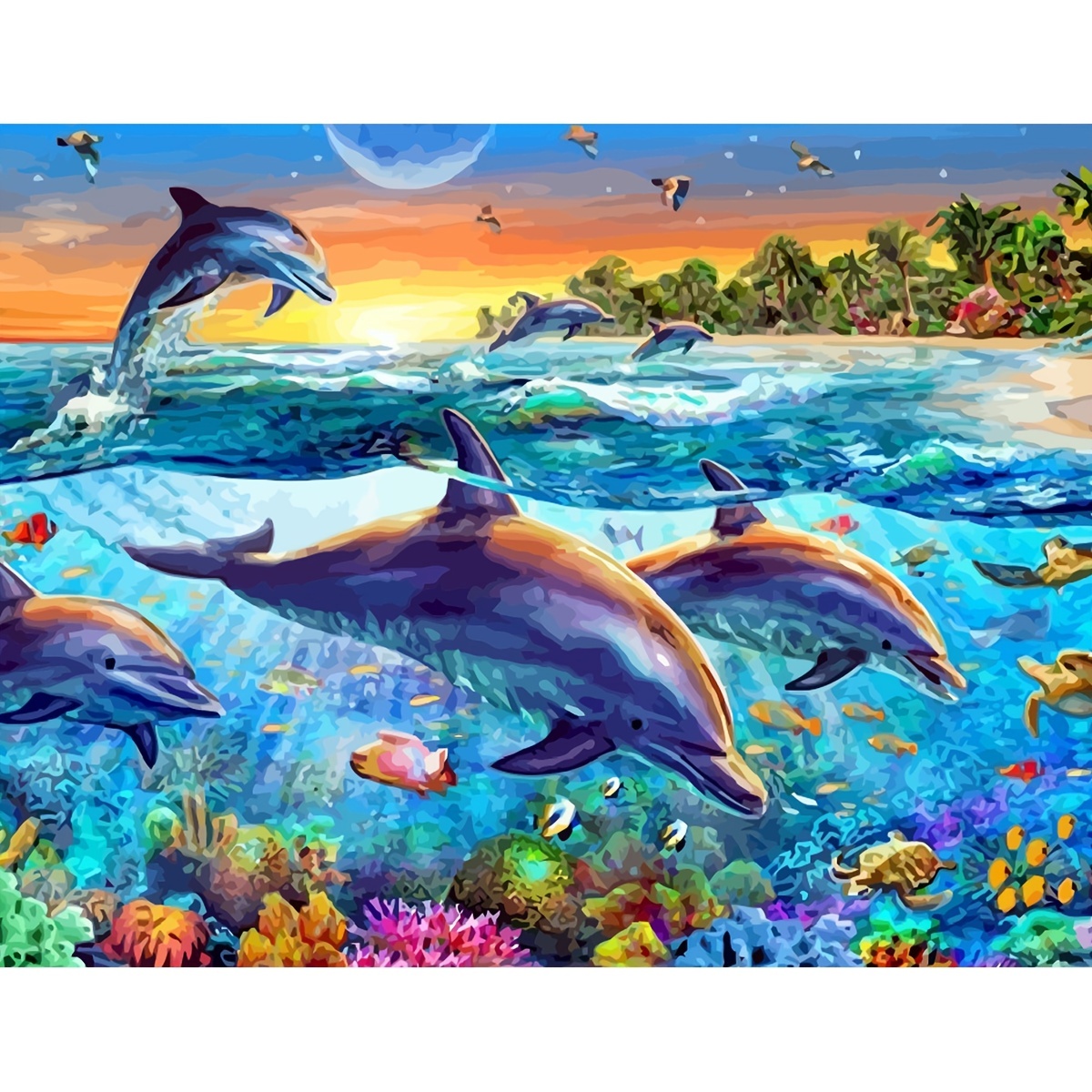 Painting By Numbers Kit For Adults Cartoon Dolphin And - Temu