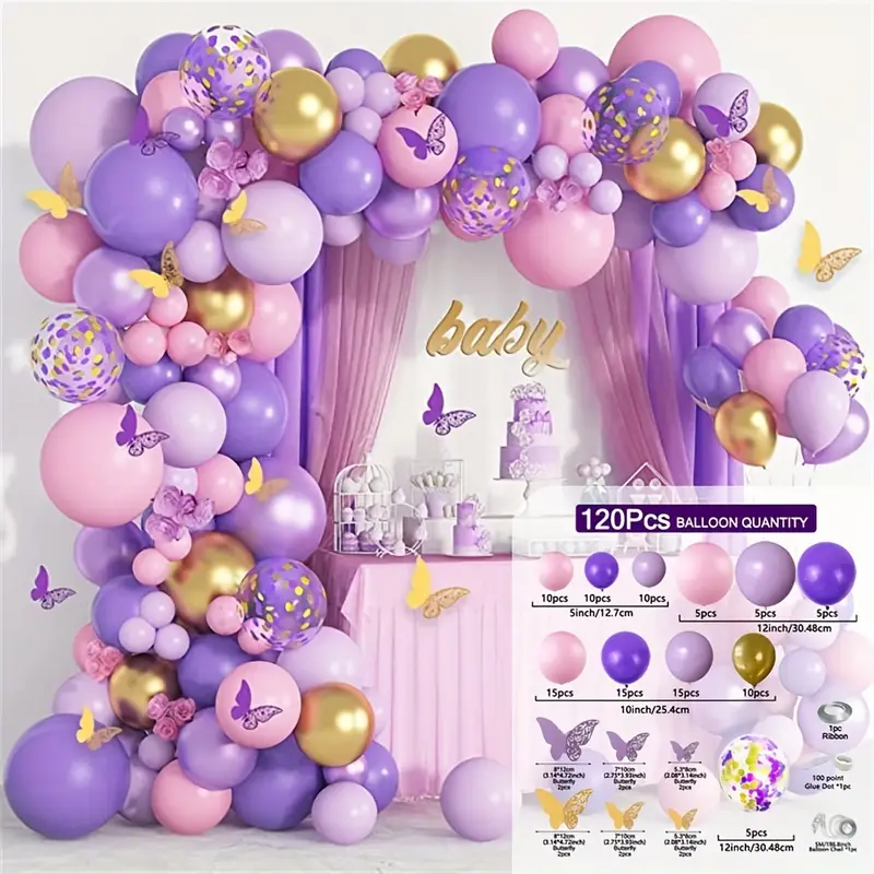 Purple Butterfly Birthday Decor Balloon Garland Arch - Temu