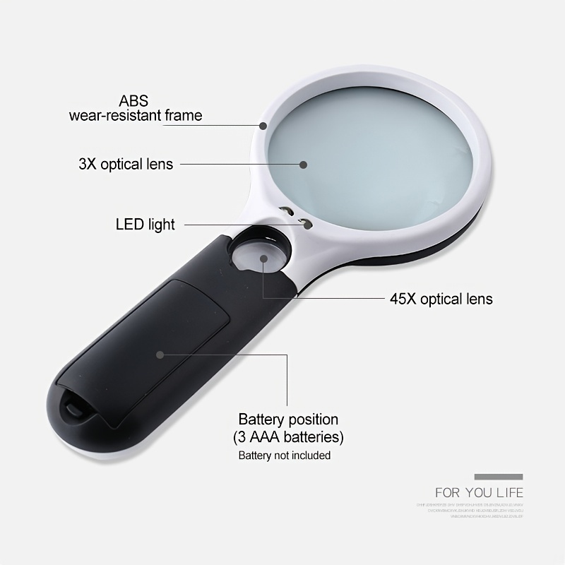 Portable Magnifying Glass 5X with LED Light for Seniors Reading Close Work,  Handheld Large Magnifier for Jewelry Coin Collect Science Kids Plants Maps