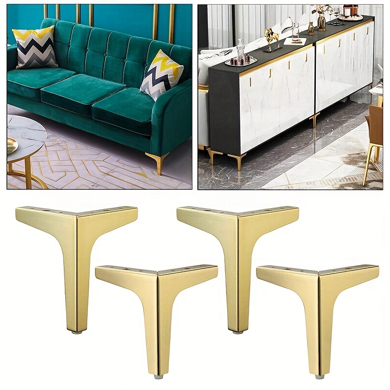 Pack de 4 patas cónicas inclinadas de repuesto para muebles de 12 cm doradas