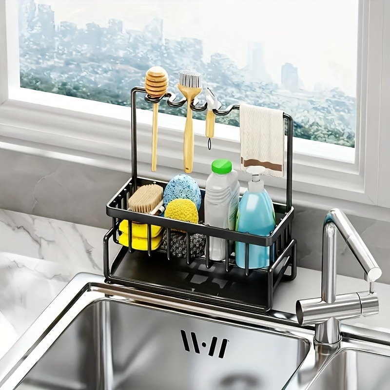 Faucet Sponge Holder, Kitchen Sink Caddy Organizer Over Faucet, Hanging  Faucet Drain Rack For Sink Organizer