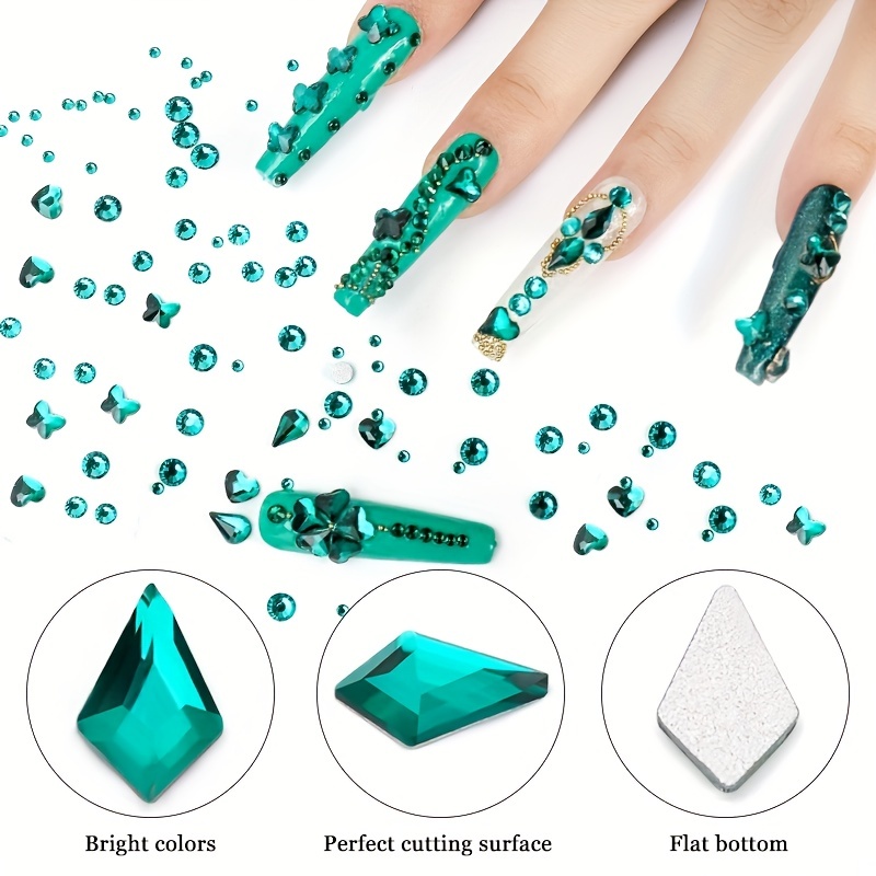 Blue Nail Art Rhinestones, Glass Crystal Gems Nail Jewelry 3d Flatback  Multi Shapes Nail Rhinestone For Nail Art Decoration - Temu United Arab  Emirates