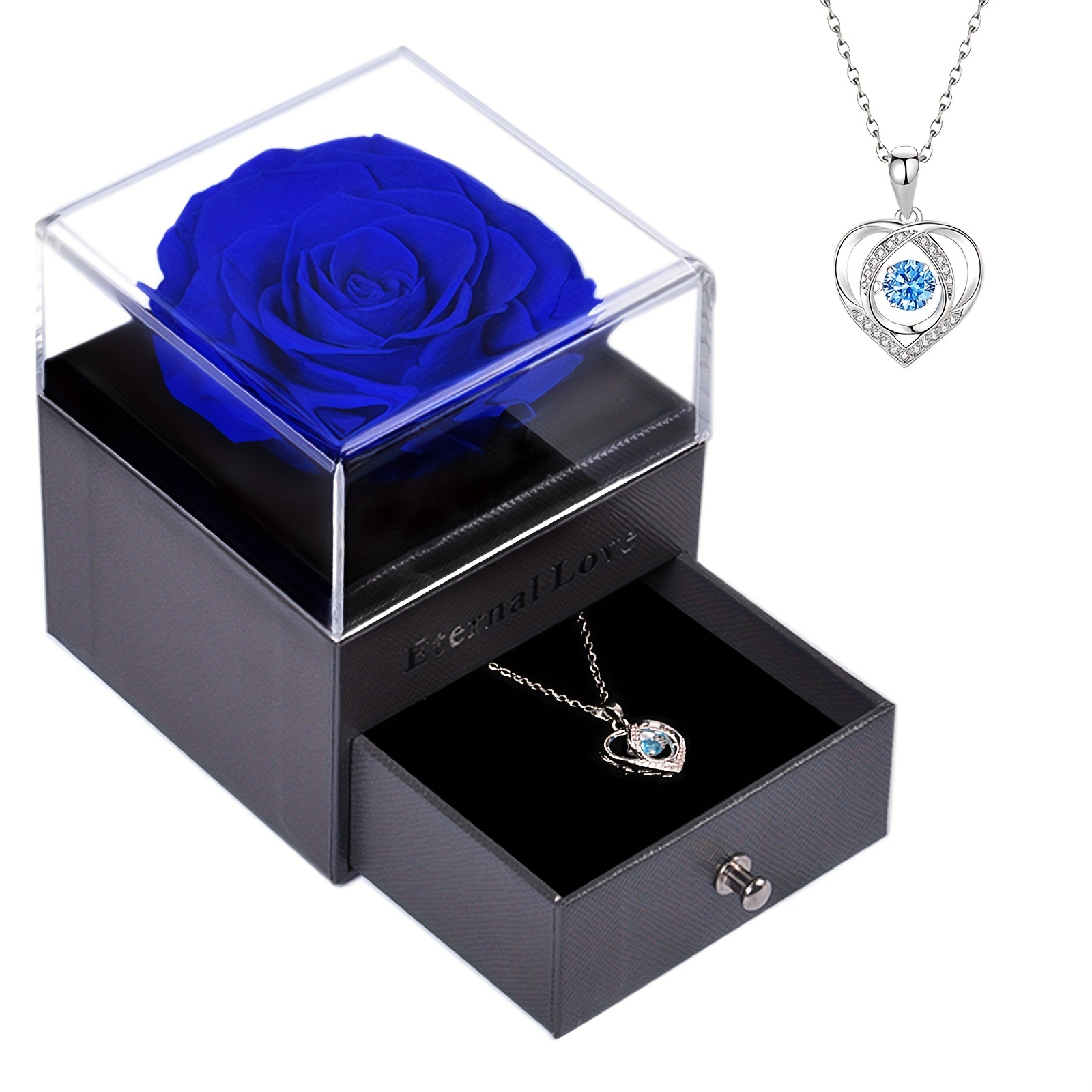 Eternal Rose Gift Box Necklace Gift Box Women Preserved Real - Temu