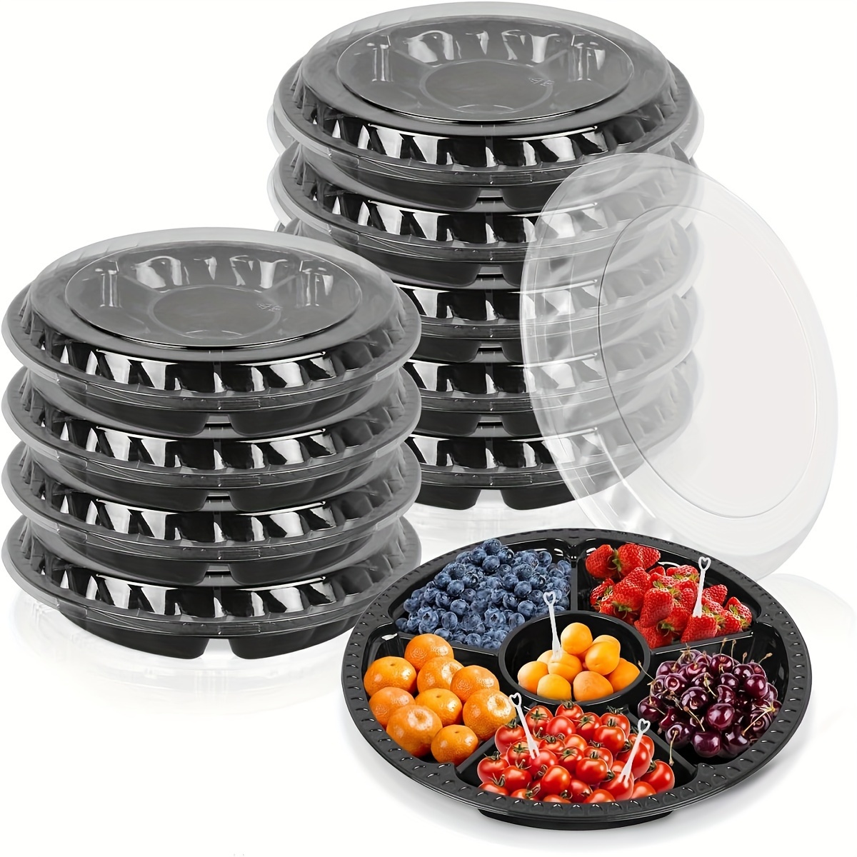 Divided Fruit Bowl Food Storage Containers Lids Compartments