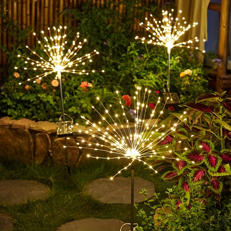 Solar Outdoor Fireworks Lights Led Lights Christmas Day - Temu