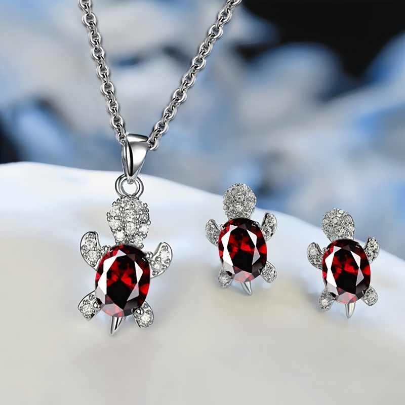 Ruby earrings store and necklace set