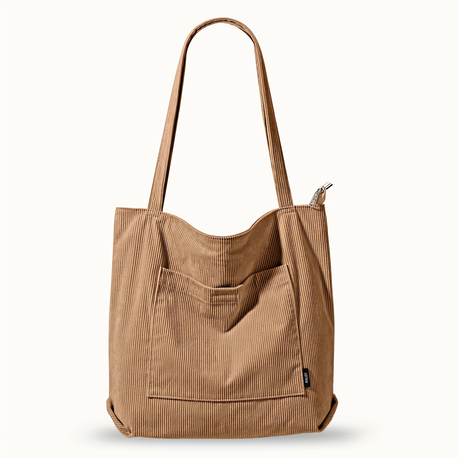 

Trendy Corduroy Bag: Large Capacity With Zipper, Classic Tote Handbag - Spacious, With Magnetic Closure - Ideal For Use And All- Style