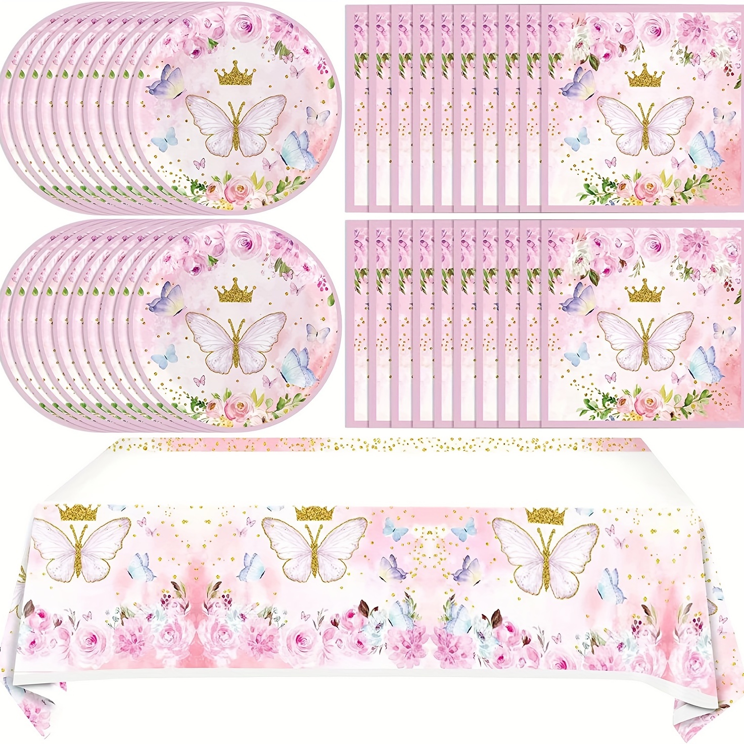 Butterfly Themed Tableware Set for Bridal Shower or Birthday Party