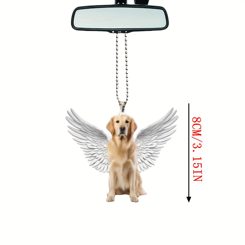 1pc 2d Flache Auto-ornamente, Edler Hund Engel Flügel Rückspiegel