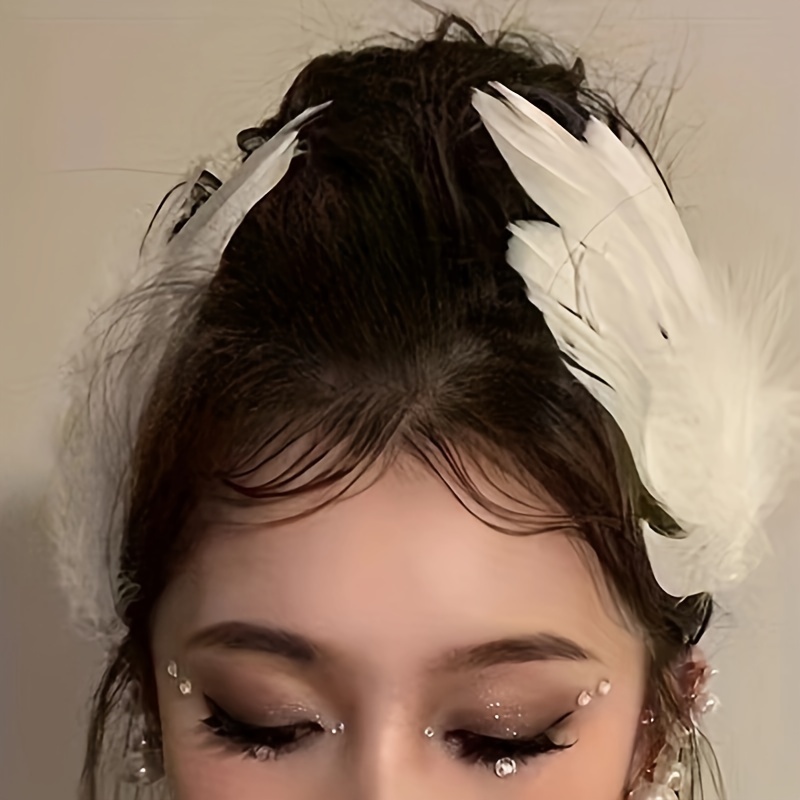 

Super Fairy White Feather Hair Clip Party Hair Jewelry Wedding Daily Photo Personality Sweet Feather Barrettes Women Headwear Hair Accessories