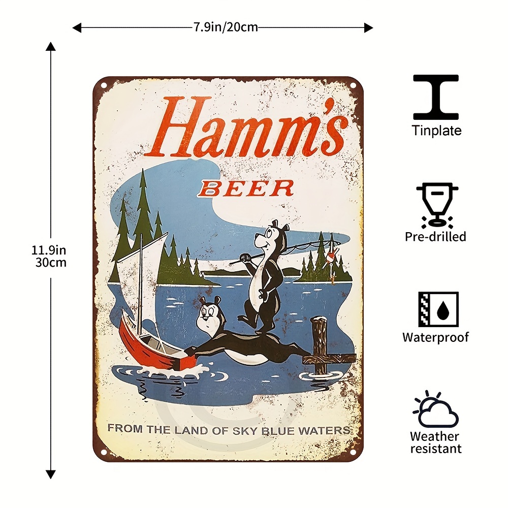  Vintage Metal Sign Hamm's Beer Fishing Lake Boat Fishing  Decoration Tin Sign Plaque Wall Decor Home Man Cave Garage Bar Cafe  Restaurant 8x12 Inch : Home & Kitchen