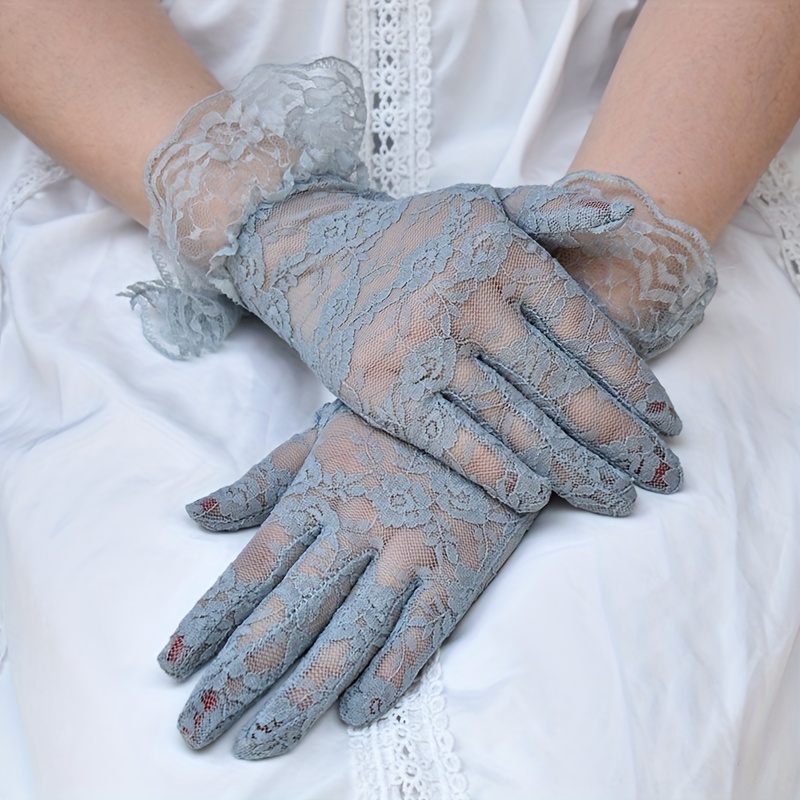 Fashion Girls Lace Gloves Hollow Short Gloves Women Full - Temu United Arab  Emirates
