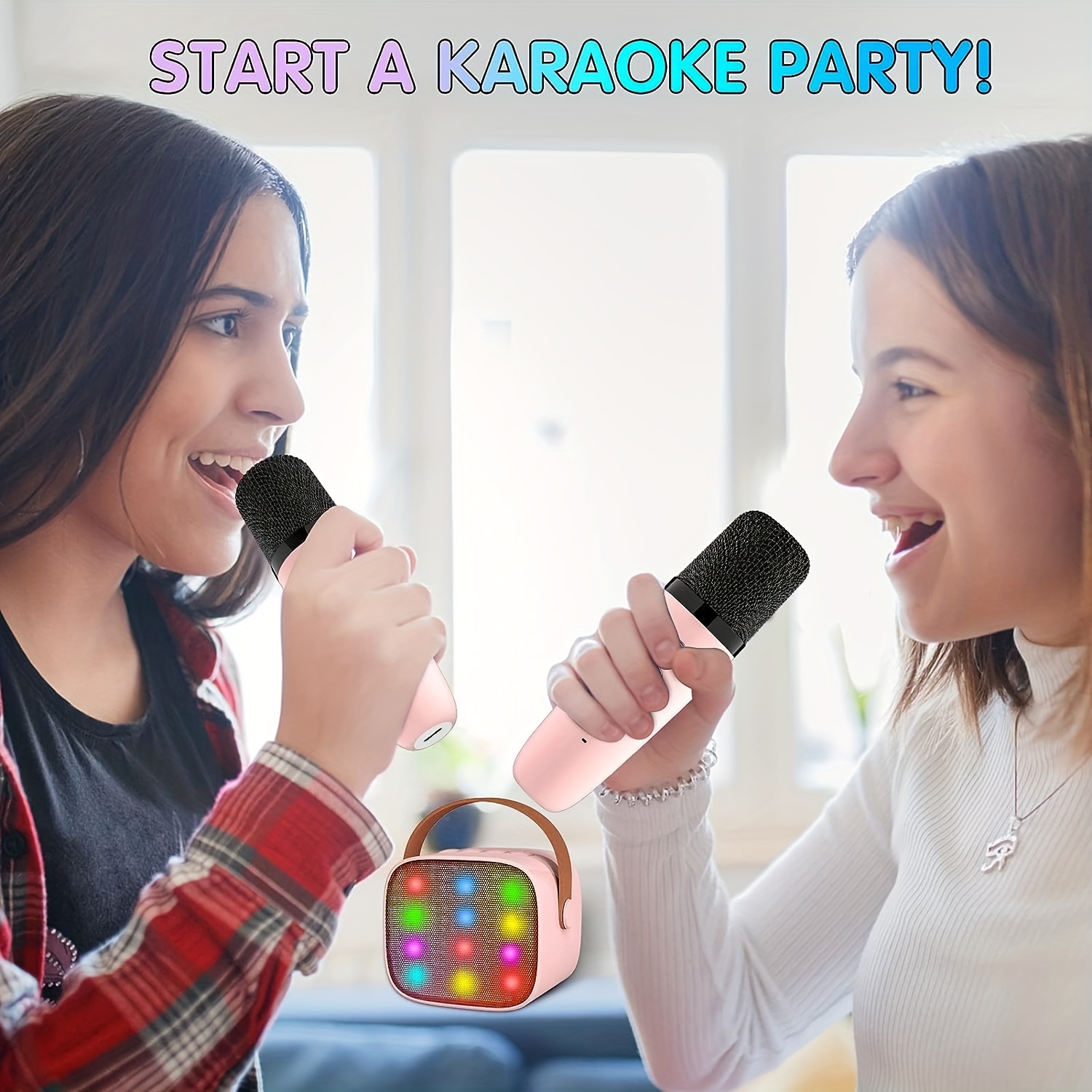 Máquina de karaoke para niños y niñas con micrófono Bluetooth para niños,  altavoz de karaoke para cantar, portátil, juguete para fiesta, cumpleaños