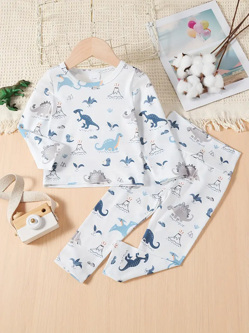 Cute Dinosaur Print Sleepwear Casual Comfy V Neck - Temu