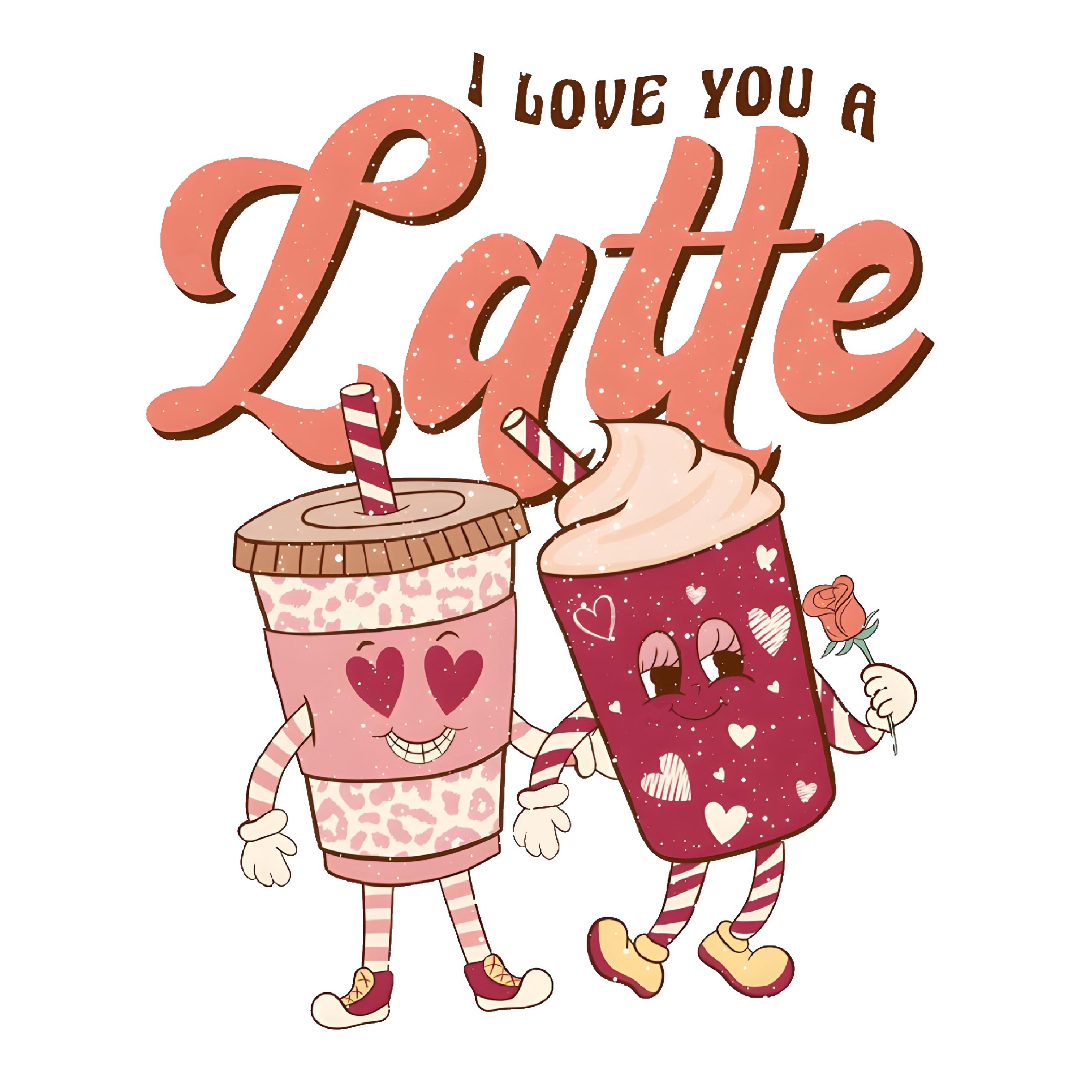 Valentine's Day Love Latte Coffee Hot Stamping Stickers Diy - Temu