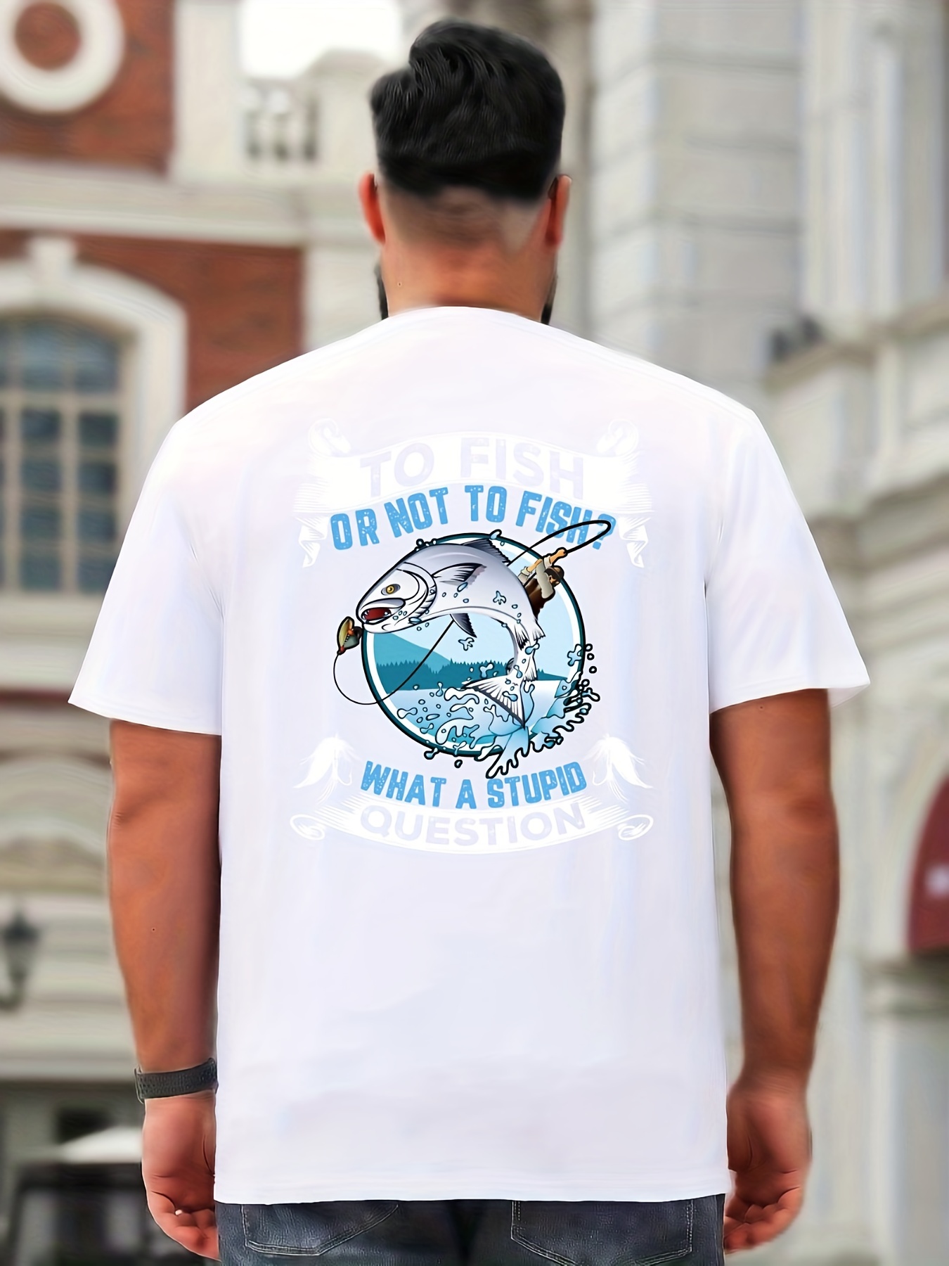 Plus Size Men's Fishing Letter Graphic T shirts Casual - Temu Canada