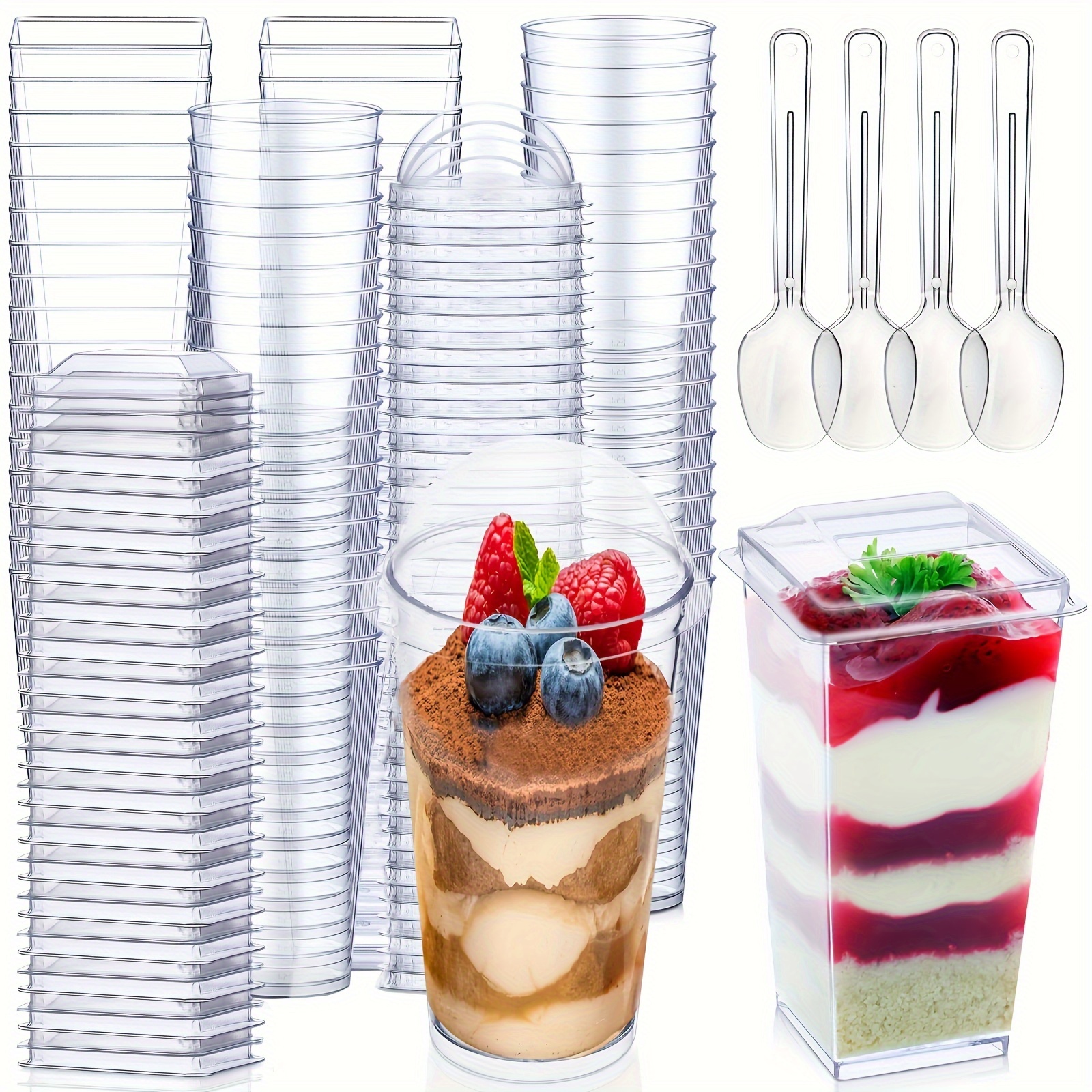 Mini Square Plastic Dessert Cups Appetizer Cups Clear - Temu