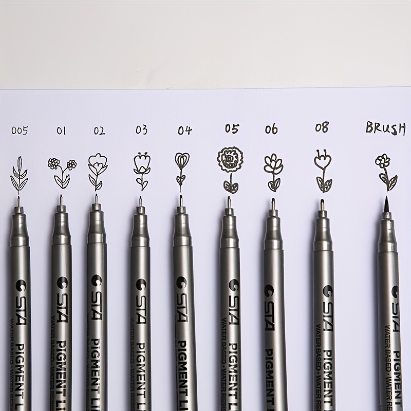 1pcs Pigment Pigma Micron Ink Marker Pen 0.05 0.1 0.2 0.3 0.4 0.5 0.6 0.8  Different Tip Black Fineliner Sketching Art Marker - Gel Pens - AliExpress