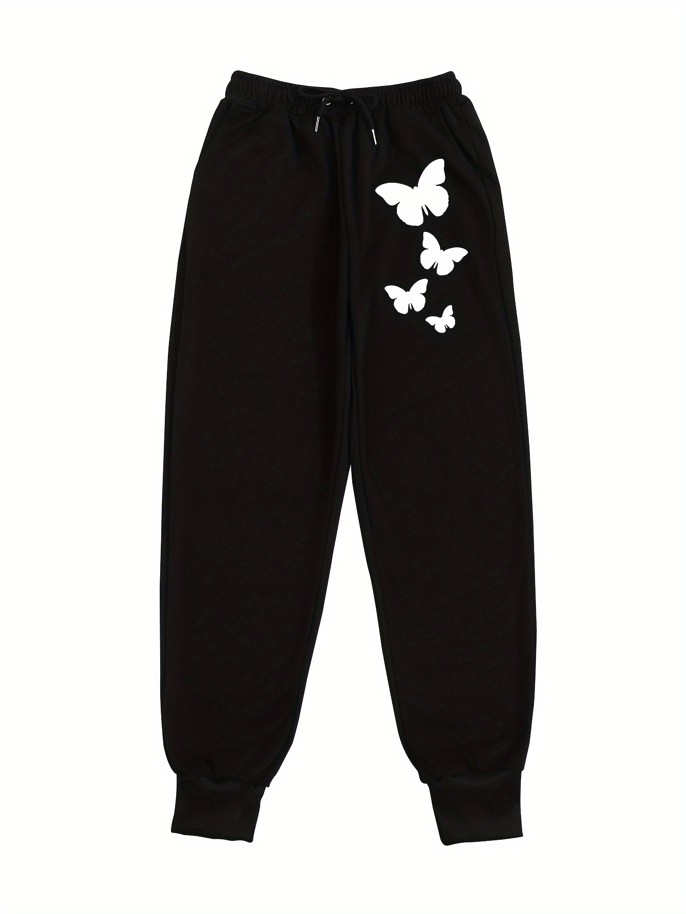 Black Cotton Stretchable Pants, Candy-6231-Black