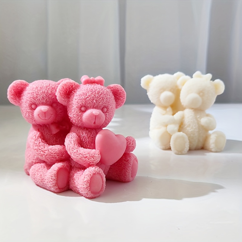 1pc Bear Mold Fat Pile Bear Candle Silicone Mold Handmade DIY Aromatherapy  Gypsum Ornament End Sitting Bear Mold