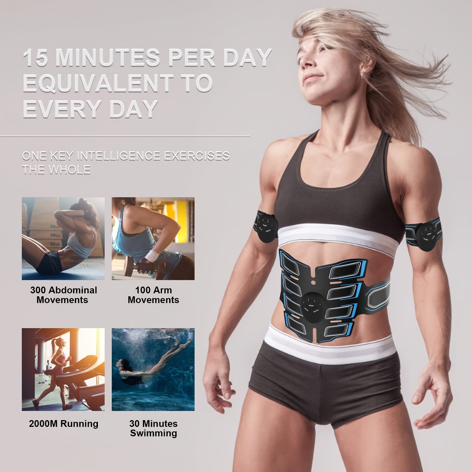 Wireless Muscle Stimulator for Abs, Arms, Hips, Back & Legs, USB