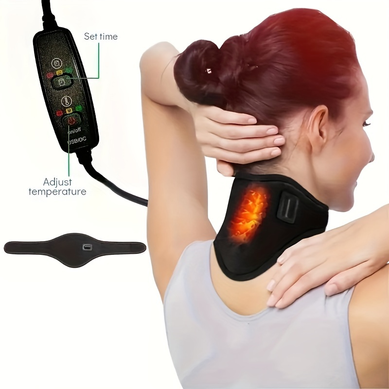 Electric Neck Massager Portable Heated Pulse Brace for Pain Relief