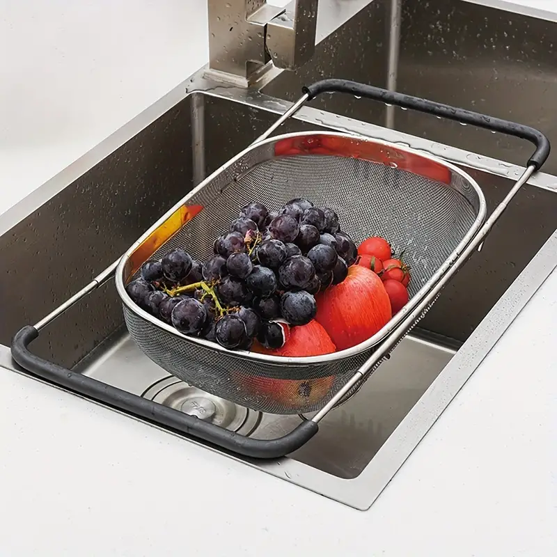 Steel Expandable Kitchen Sink Dish Drainer And Fruits, For Hotel/Restaurant